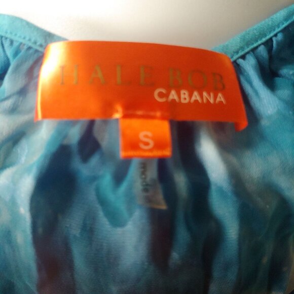 Hale Bob Silk Blend Burnout Velvet Sheer Coastal Flowy Silky Top S Oversize - Picture 11 of 12